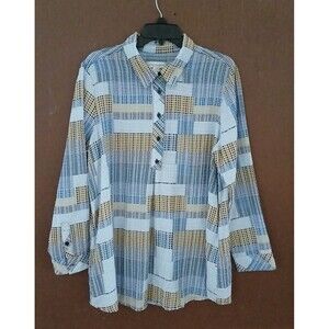 Christopher Banks Women's LARGE Square Checkered Pattern Country Cowgirl Blouse